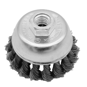 CUP BRUSH WITH KNOTTED WIRES