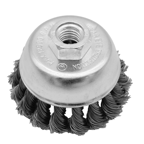 CUP BRUSH WITH KNOTTED WIRES